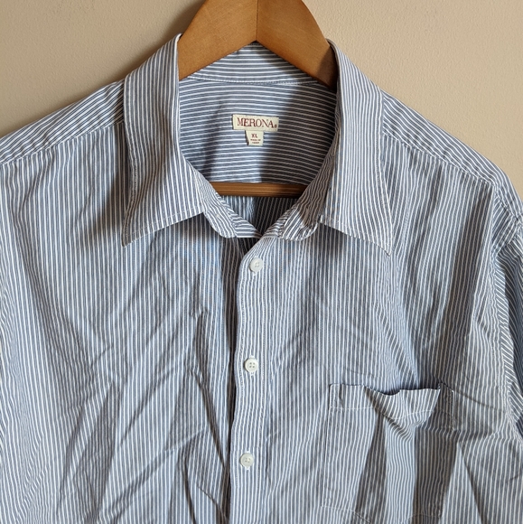 Merona Blue & White Stripe Casual Dress shirt - Picture 3 of 10